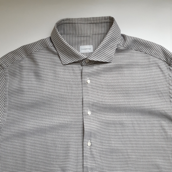 Ermenegildo Zegna 47/18.5 Regular Fit houndstooth button up shirt - Picture 2 of 8